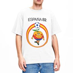 Camiseta de futebol espanhol 82 masculino, roupas de algodão puro, manga curta, T-shirt gola O, plus size, vintage - Image 2