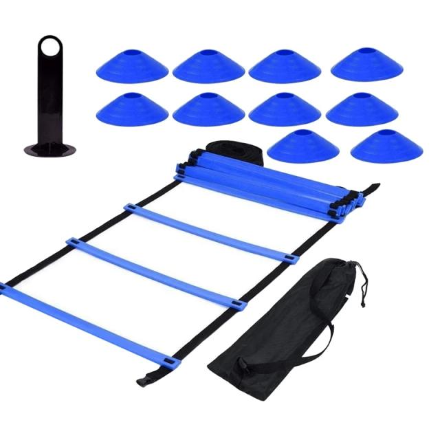Conjunto de Treinamento de Velocidade e Agilidade com Bolsa, Escada de Agilidade e 10 Cones Discos para Futebol e Obstáculos