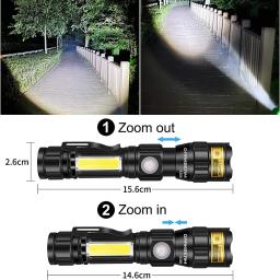 Lanterna de luz uv e luz forte, recarregável por usb, acampamento, animais de estimação, manchas de urina, luz preta, led, lâmpada ultravioleta - Image 6