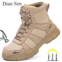 Botas de trabalho sapatos de segurança indestrutíveis homens sapatos de dedo do pé de aço à prova de punctura tênis feminino antiderrapante sapatos de trabalho masculino botas táticas - Image 1