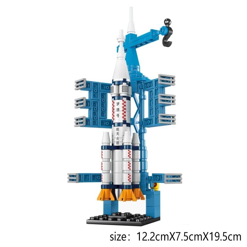 Blocos de construção de estação espacial para crianças, modelo de lançamento de foguetes, nave espacial, astronauta tijolos brinquedos, cidade, aeroespacial - Image 1