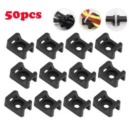 Plástico Fio Bundle Titular, Cable Tie Mount Base, Tipo Saddle, Mount Parafusos, Carregamento USB, Data Line Winder, Fixação Wire, 50pcs - Image 1