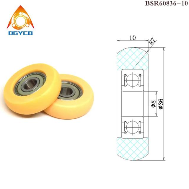 Roda de Assento para Máquina de Remo BSR60836-10 com Polias de Rolamento em Plástico - 8x36x10mm - 1 Unidade