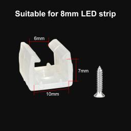 Conector LED Strip Clip Holder, 6mm, 8mm, 12mm, 15mm, Acessórios com Parafusos para Fixação de 2835 Neon, Fivela COB flexível - Image 3