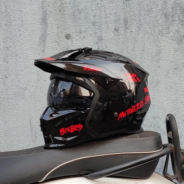 Orz Capacete Moto Vintage Guerreiro Preto Completo/Meio Cruzeiro Motorcross