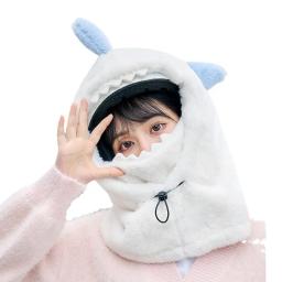 Capa de capacete de esqui de tubarão dos desenhos animados inverno quente confortável lã macia cabeça de esqui mais quente bonito capacete de esqui capuz pescoço mais quente - Image 6