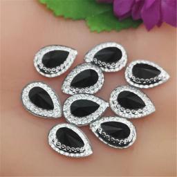 Faça você mesmo 40 peças mix 10mm * 14mm resina formato gota parte traseira lisa strass decoração de casamento - Image 1