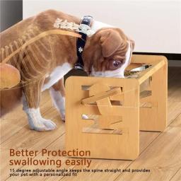 Tigelas de bambu elevadas para cães com suporte ajustável, criado, cachorro, gato, comida, tigelas de água, suporte, coelho, alimentador para animais pequenos e médios - Image 2