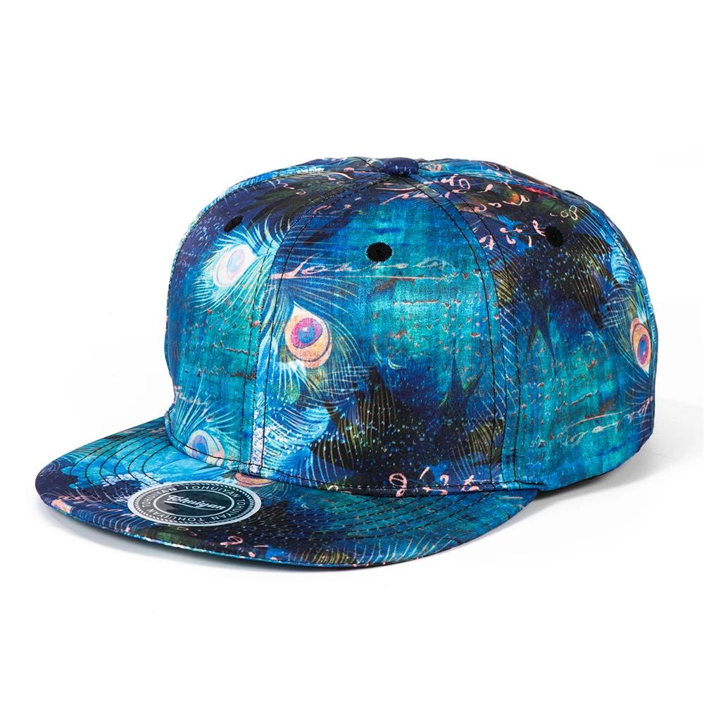 Boné de beisebol com impressão de penas para homens e mulheres Hip Hop, chapéu de camionista de malha respirável, streetwear, viseira plana, bonés snapback, verão - Image 1