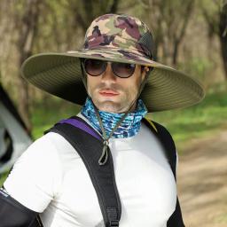 Chapéu protetor solar de aba grande masculino, chapéu de montanhismo ao ar livre, protetor facial, boné de pescador pescoço, verão 15cm - Image 2