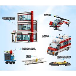 Moc miniso brinquedos colunas compatíveis com legoing cidade série cidade hospital 60330 hospital bloco de construção presente das crianças - Image 1
