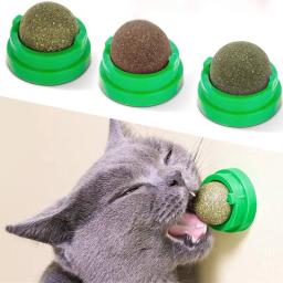 Natural Catnip Wall Stick-on Ball Toy para gatos, Catnip, deleites, saudável, natural, remove bolas, promover a digestão, lanche de grama de gato - Image 1