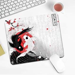 Mousepad pequeno peixe arte computador portátil mouse almofada de borracha japonês koi tapete de mesa de escritório tapetes de teclado do rato de escritório antiderrapante deskpad - Image 1