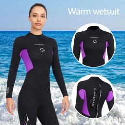 Ternos de mergulho em neoprene para mulheres, corpo inteiro, manga comprida, manter aquecido, roupa de banho para água, mergulho, surf e natação, 3mm - Image 2