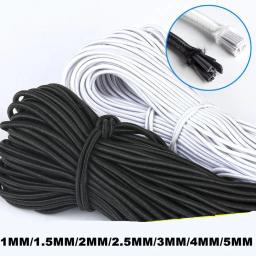 Multi tamanho redondo elástico elástico, DIY costura acessórios, corda preto e branco, 5 m, tamanho 1mm, 1.5mm, 2mm, 2.5mm, 3mm, 4mm - Image 2