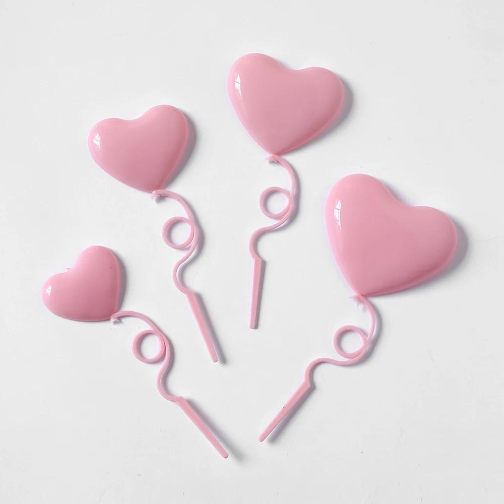 4 pçs/set mix tamanho balões coração bolo toppers dia dos namorados festa suprimentos bolo de casamento sobremesa decorações coração ornamentos - Image 1