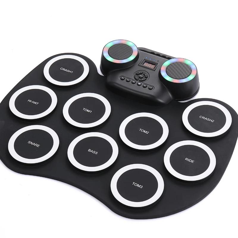 Midi bateria eletrônica instrumento musical almofada de silicone percussão bateria eletrônica portátil elektronische trommel tambor módulo - Image 1