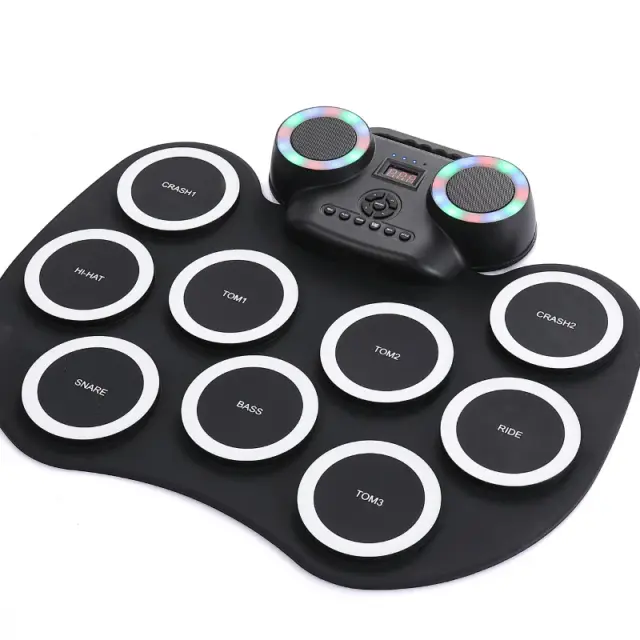 Bateria Eletrônica Portátil com Almofadas de Silicone - Instrumento Musical de Percussão