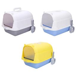 Caixa de areia para gatos com tampa, sandbox durável destacável, gatos interiores com porta frontal, suprimentos para animais, vaso sanitário fechado - Image 2