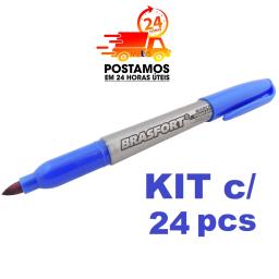 Kit 24 Canetas Marcador Permanente Ponta Fina Para Tecido Metal Plástico Brasfort - Image 3
