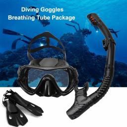 Máscara De Mergulho Profissional E Snorkel, Equipamento De Mergulho, Snorkeling De Ângulo Largo, Barbatanas De Barbatanas, Flipper Panorâmico - Image 1