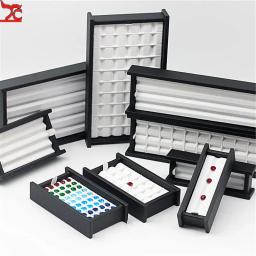 Atacado jóias gem caixa de exibição caso solto diamante ferramenta de armazenamento moeda jar mostrar bandeja gem pote pedra preciosa organizador titular recipiente - Image 6