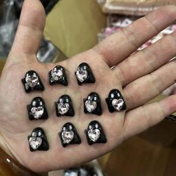 3D Metal Halloween Ornamentos, Projeto Esqueleto, Crânio Preto, Aranha Mão, Nail Art Decorações, DIY Jóias, Acessórios, 10pcs - Image 4