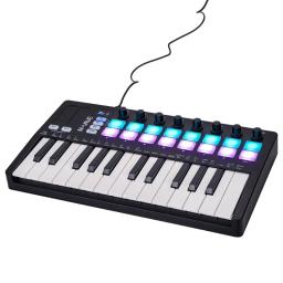 Mini Teclado Controlador MIDI Portátil, 25-Teclas, USB, Arranjador de Música, 8 RGB Backlit Pad, Arranjador, Instrumentos Musicais - Image 3