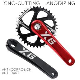 Manivela de bicicleta mtb, 170mm 175mm 32 34 36 38t, disco dentado oco, liga de alumínio, preto, vermelho, quente, fábrica - Image 3