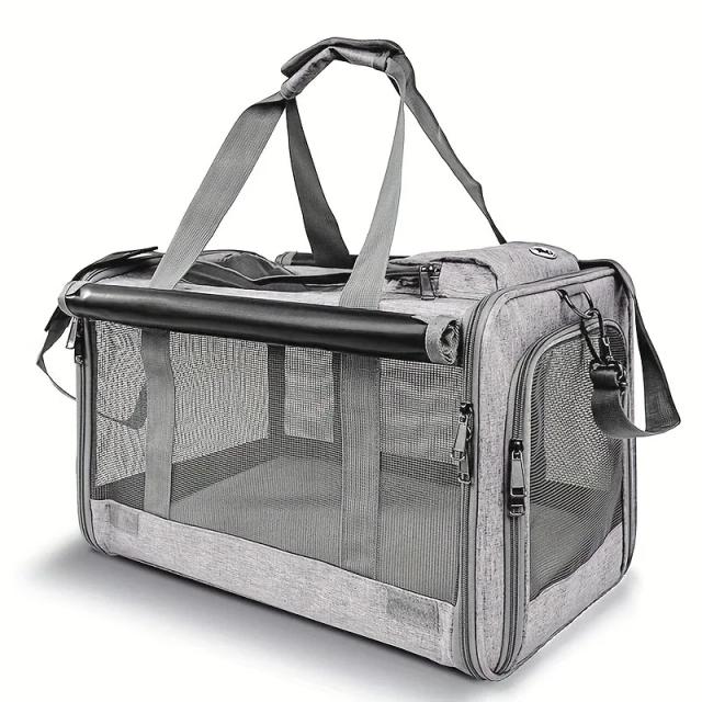 Saco de Transporte para Gatos e Cães Respirável e Dobrável - Ideal para Viagens Aéreas