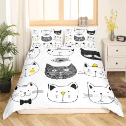 Gato dos desenhos animados conjunto de capa de edredão para animais de estimação gato capa de edredão bonito gatinho neon luz gato conjunto de cama 3d amante do gato colcha capa 2/3pcs - Image 4