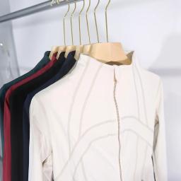 Primavera verão ouro zíper jaqueta de fitness novo yoga wear leve correndo casacos esportivos elegante modelo fino - Image 4