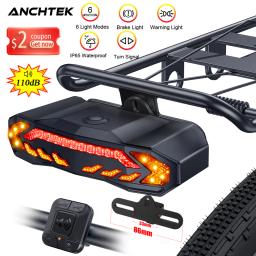 Anchtek-Alarme de bicicleta sem fio com turn signal, Carregamento USB, Lâmpada traseira do freio de bicicleta com suporte de montagem, IP65 impermeável - Image 1