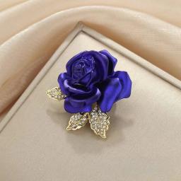 Broches de flor de strass rosa vermelha para mulheres, buquê elegante, bowknot, alfinetes de lapela - Image 6
