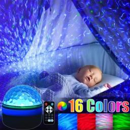 Luz noturna LED com USB, projetor estrelado de onda de água, galáxia rotativa, decoração romântica criativa para bar, discoteca, DJ, festa KTV - Image 2