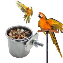 Aves pendurado gaiola tigela de aço inoxidável aves de estimação prato copo anti-volume de alimentação alimentador de alimentos bebendo para periquito lovebird - Image 2