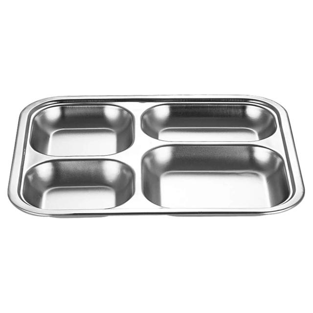 Placa de Jantar de Aço Inoxidável com Compartimentos para Crianças e Adultos - Ideal para Almoço, Frutas e Lanches