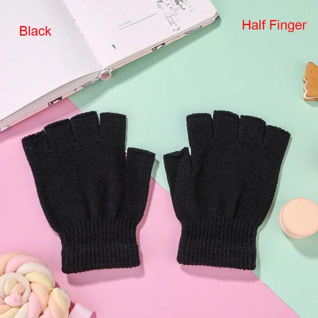 Luvas de Malha Unisex Meio Dedo Quentes e Elásticas - 1 Par
