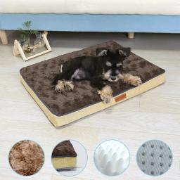 Memória espuma Pet Bed com removível lavável Faux Fur Cover, cama do cão impermeável para Crate, Anti-Slip Bottom, ortopédico - Image 1