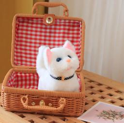 Novo andando gatinho brinquedo de pelúcia elétrico interativo gato animal de pelúcia meowing cauda balançando cabeça derrubando gato brinquedo para crianças presente - Image 4