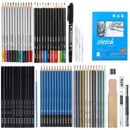 Art Kit para Desenho a Lápis Colorido, Inclui Lápis de Esboço Profissional, Premium Sketchbook, Zipper Case, Ferramentas, HB-CBPB071-3, 71 Pcs - Image 2