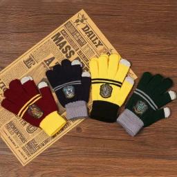 Chapéu e Luvas de Malha Hogwarts para Crianças, Acessórios Quentes, Grifinória, Sonserina, Decoração de Logotipo, Presentes de Festa - Image 2