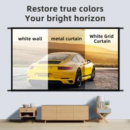 Tela do projetor com suporte, grade branca, anti-leve, tela do ganho 2,0, 100 120 polegadas, tela de projeção 4K HD, Home Theater, ao ar livre - Image 3