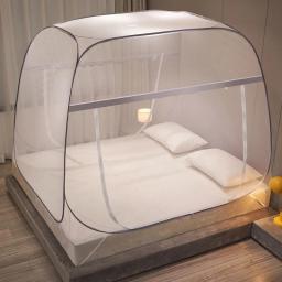 Mongol Anti Mosquito Praça Tenda com Zipper, Cama de casal Cortina, Dobrável Yurt Canopy, Fundo completo, Anti-mosquiteiro - Image 2