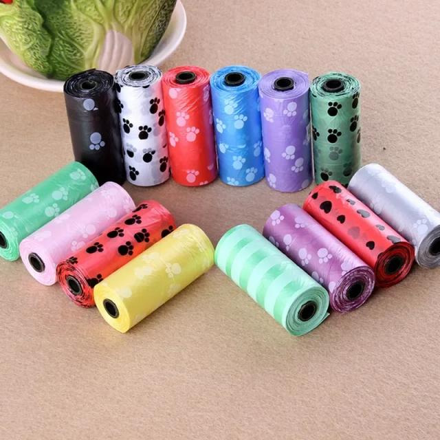 Sacos de Cocô para Limpeza ao Ar Livre de Animais de Estimação - Suprimentos para Cães com 15 Sacos por Rolo e 120 Rolos por Pacote