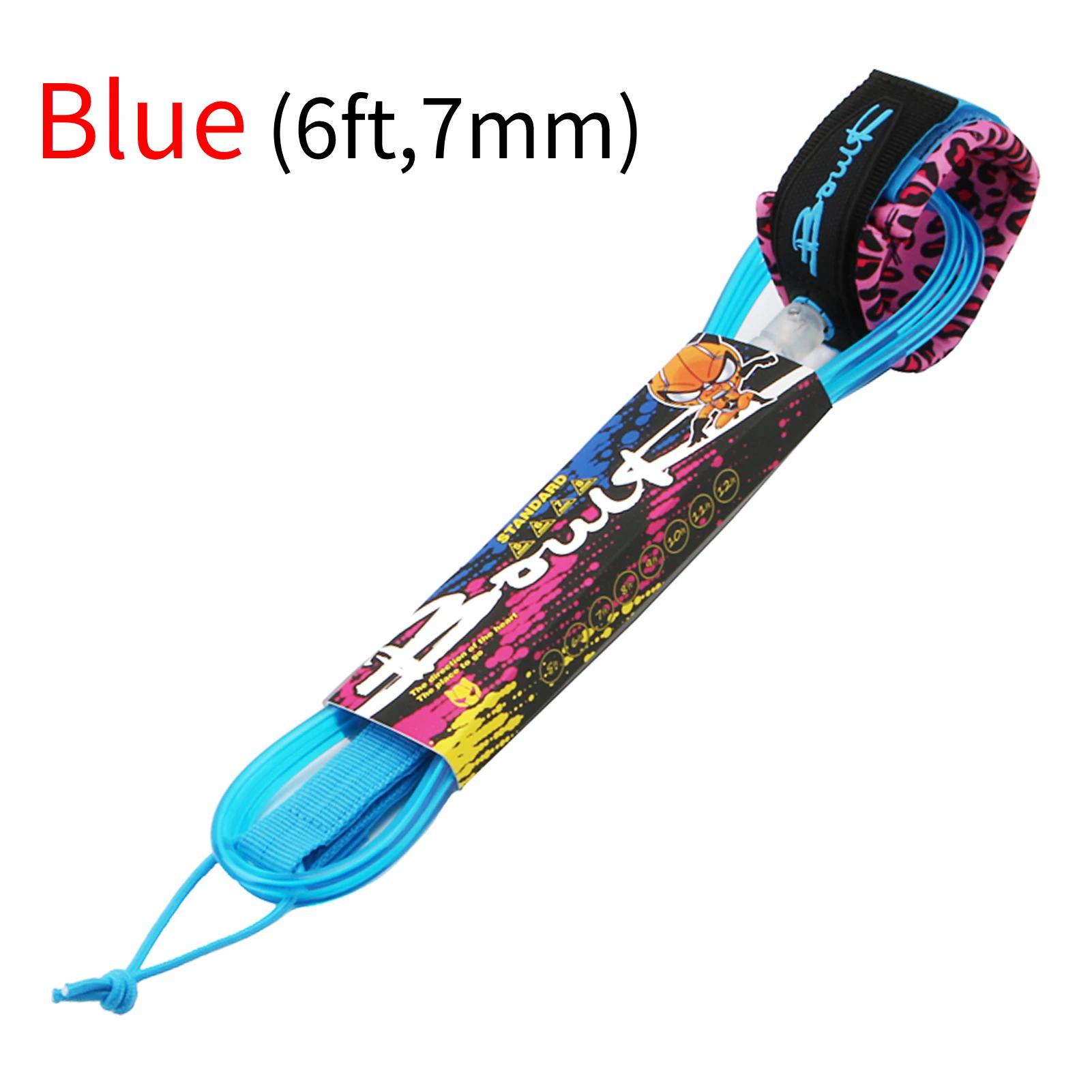 Surfing Pé Leash, Corda Surf Leg, Swivels inoxidáveis, Longboard Pé, TPU, 7mm de espessura, 6ft, 8ft - Image 1