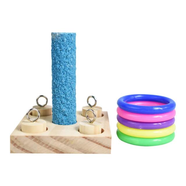 Brinquedos de Treinamento para Pássaros: Conjunto de Quebra-Cabeça de Madeira com Anéis de Plástico para Estimulação e Diversão dos Papagaios Coloridos
