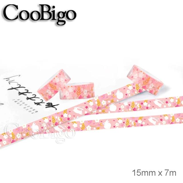 Rolo de fita washi estilo japonês com adesivos kawaii sakura para scrapbooking e papelaria criativa