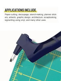 1 peça ferramentas de corte artesanal para artesanato em papel com régua triangular lâmina rotativa de 360 graus faca artesanal de aço inoxidável h - Image 3