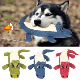 Interativo Cartoon Animal Plush Chew Brinquedos para cães, forma de jacaré, brinquedo sonoro do cão, moagem dos dentes, suprimentos de treinamento - Image 1